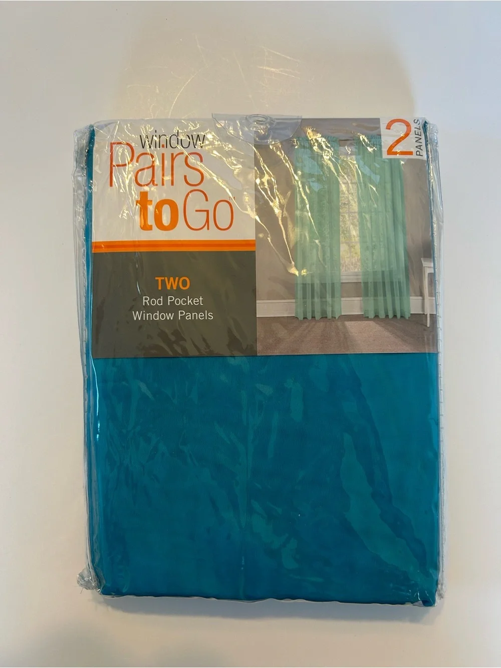 Teal Rod Pocket Window Curtains - Set of 2
